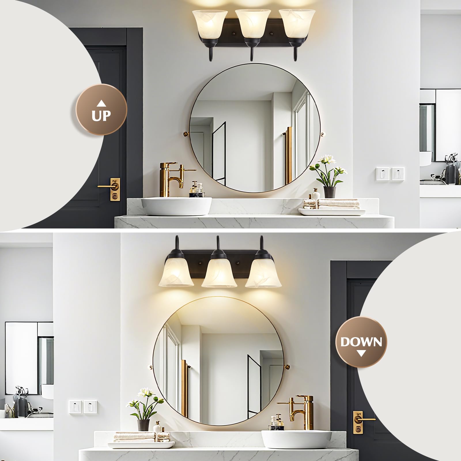 EJIAXIN Bathroom Light Fixtures Over Mirror, Black 3 Light Vanity