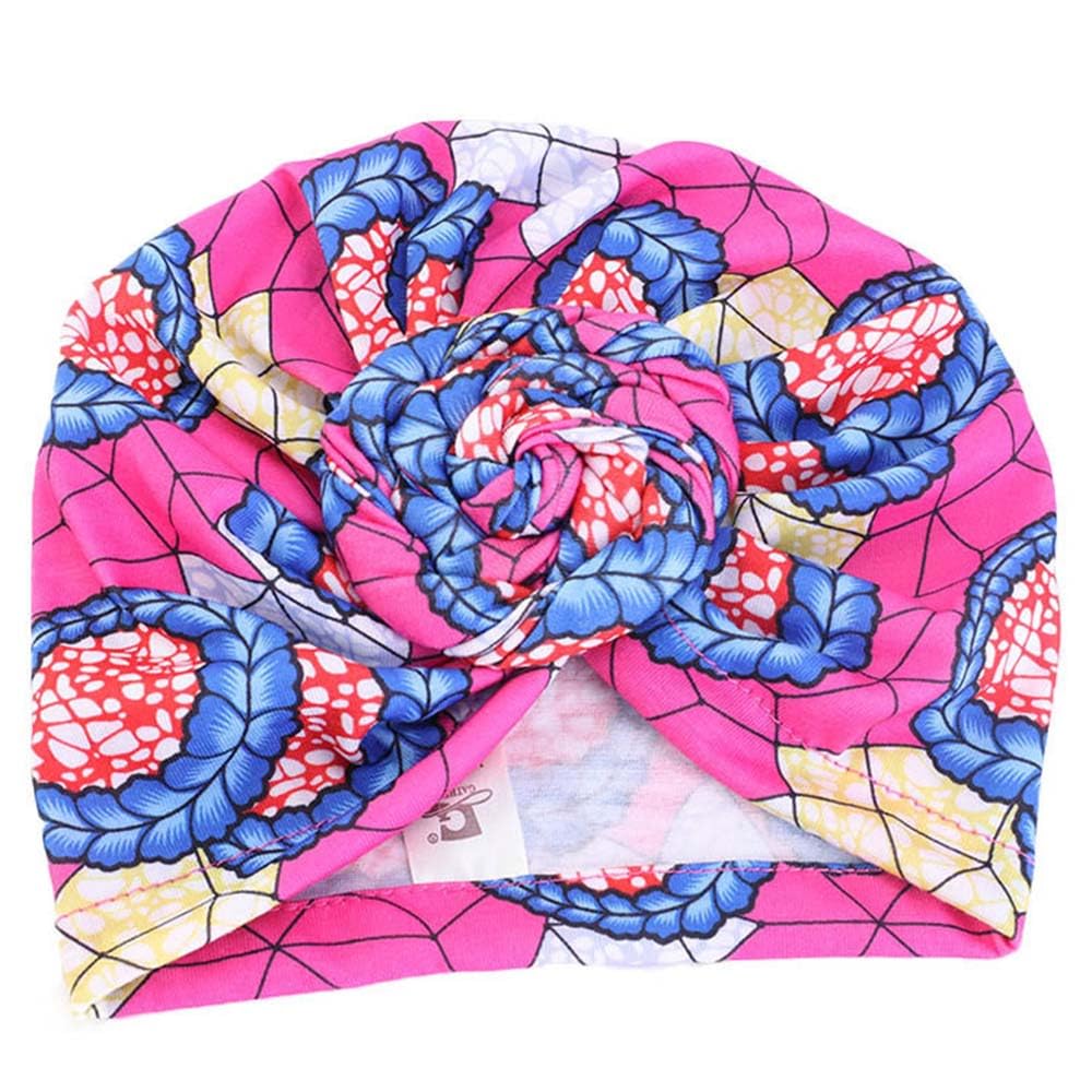 Flower Turbans for Women Flower Knot Headwrap Pre-Tied Bonnet Soft Pre Tied Knot Fashion Pleated Turban Cap Hair Sleep Hat for African Pattern Turban Wraps Multicolour