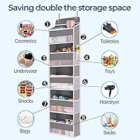 Vista 2 de WishJazz Paquete de 2 organizadores para colgar sobre la puerta, organizador de almacenamiento colgante de carga de 45 libras con 5 bolsillos 5