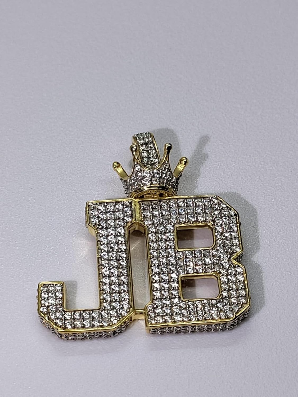 2.55 CT Round Cut D/VVS1 Lab Created Diamond JB Letter Pendant Unisex Birthday Charm 14K Yellow Gold Plated Sterling Silver