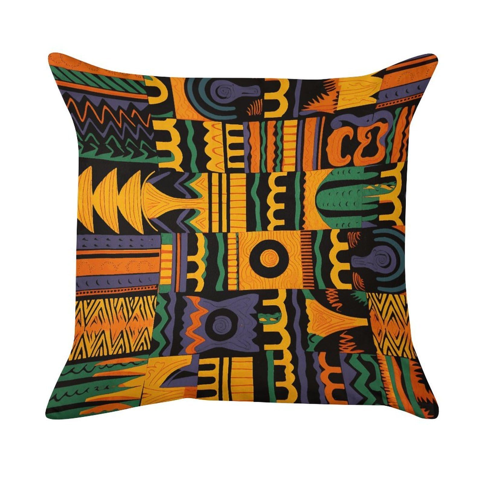 FekiLoot African Ethnic Pattern1 Pillowcase Velvet Throw Pillow Cover Ultra Soft Lumbar Pillow Shells Square Cushion Cases with Zipper Luxury Cozy Pillows Shams for All Seasons