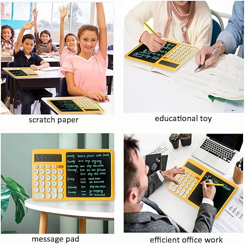 Miniatura 6 de Calculadora y bloc de notas 2 en 1 con pantalla de tiempo y temperatura. Lectura de 10 dígitos, 1 lápiz capacitivo 2 escribir, dibujar, garabatear