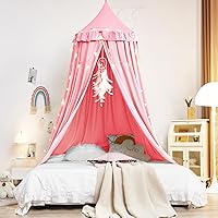 Vista 3 de Kertnic - Toldo decorativo para cama de niños, carpa de algodón suave para decoración de habitación de niñas, castillo de princesa, mosquitera