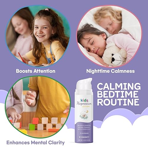 Miniatura 6 de Loción de magnesio para el sueño de niños y bebés, crema corporal calmante para dormir con ingredientes naturales, aceite de lavanda, manteca de