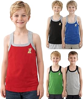 Lux Cozi Sleeveless Gym Vest for Boys | 100% Cotton Material | Round Neck, Regular Fit | Pack of 5 | Color and Print May Vary