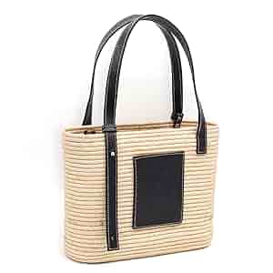 Amazon.com: Luxury Raffia Tote Bag with Leather Handles