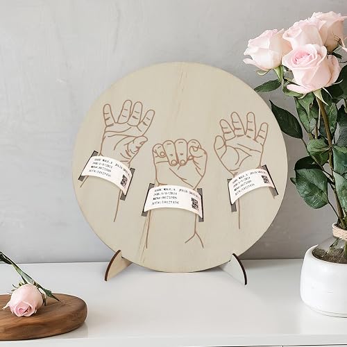 Newborn Baby Announcement Sign, Wooden Engraved Baby Birth Hospital Bracelet