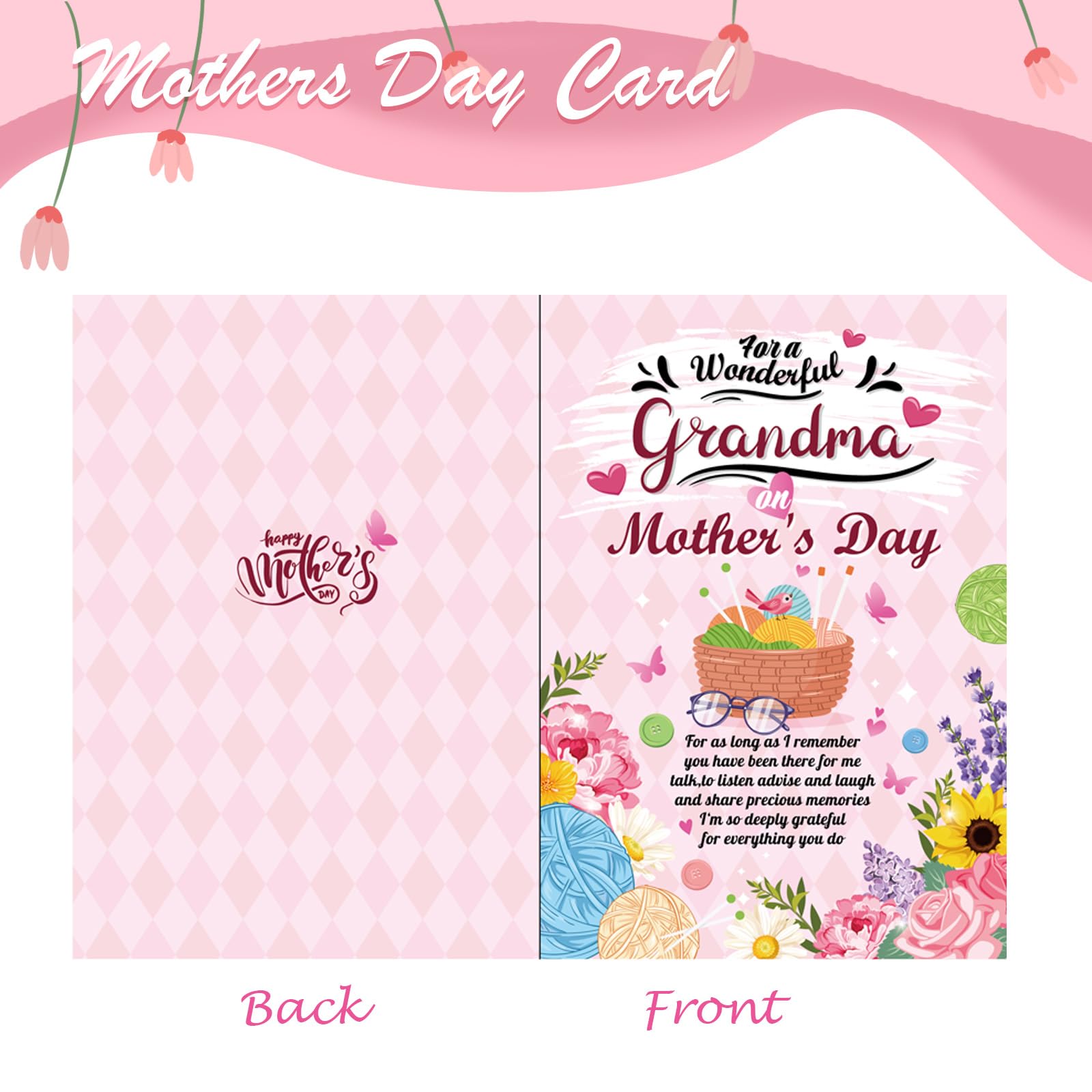 DPKOW Grandma Mothers Day Card and Keyring, Grandma Mother' s Day Gifts, Granny Nana Nan Mothers Day Card - Image 4