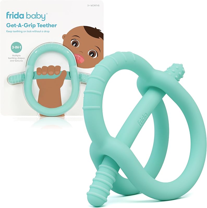 Baby Get-A-Grip Silicone Teether for Teething Pain Relief, Teal | BPA-Free Food-Grade Teething Toy for Infants 0-18 Months, Easy-Grip Ring, PVC-Free, Teal