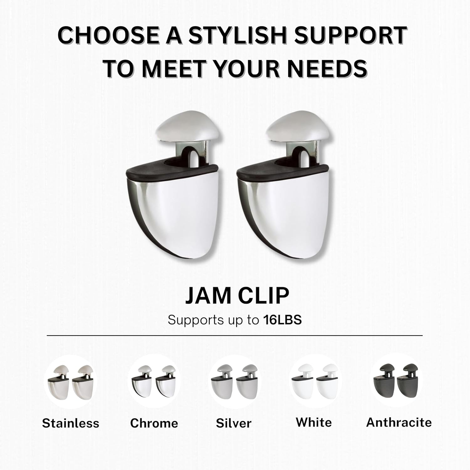 Glass Shelves - Tempered Safety Glass Shelves for Bathroom, Choose Over 20 Shelf Brackets and Multiple Shelf Sizes - Jam Style - 15.7 x 4.7 in - White Clip