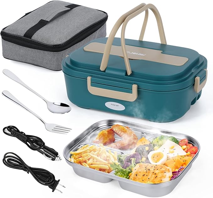 CJOIAW Electric Lunch Box Leak Proof, Food Heated 12V 24V