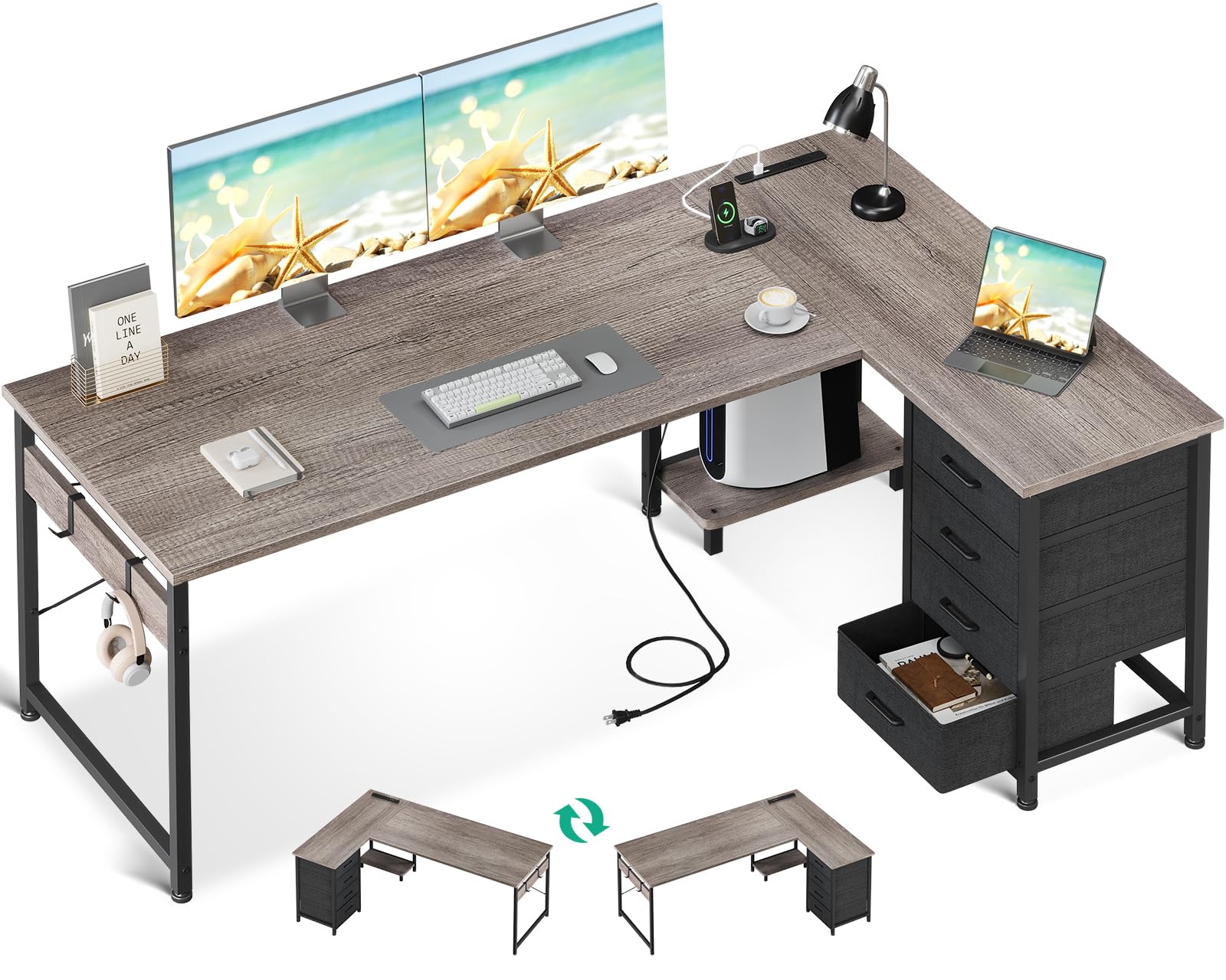 AODK ゲーミングデスク 引き出し4杯付き パソコンデスク 在宅勤務 簡単組立 Amazon | AODK ゲーミングデスク 引き出し4杯付き パソコンデスク