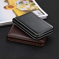 Vista 7 de Tarjetero de cuero para hombres o mujeres, estuche grande para tarjetas de crédito, cartera de cuero con cierre magnético, capacidad para 25