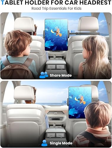 Miniatura 2 de eSamcore Soporte para reposacabezas para automóvil, soporte de aluminio para tablet de automóvil para asiento trasero de niños, abrazadera grande,
