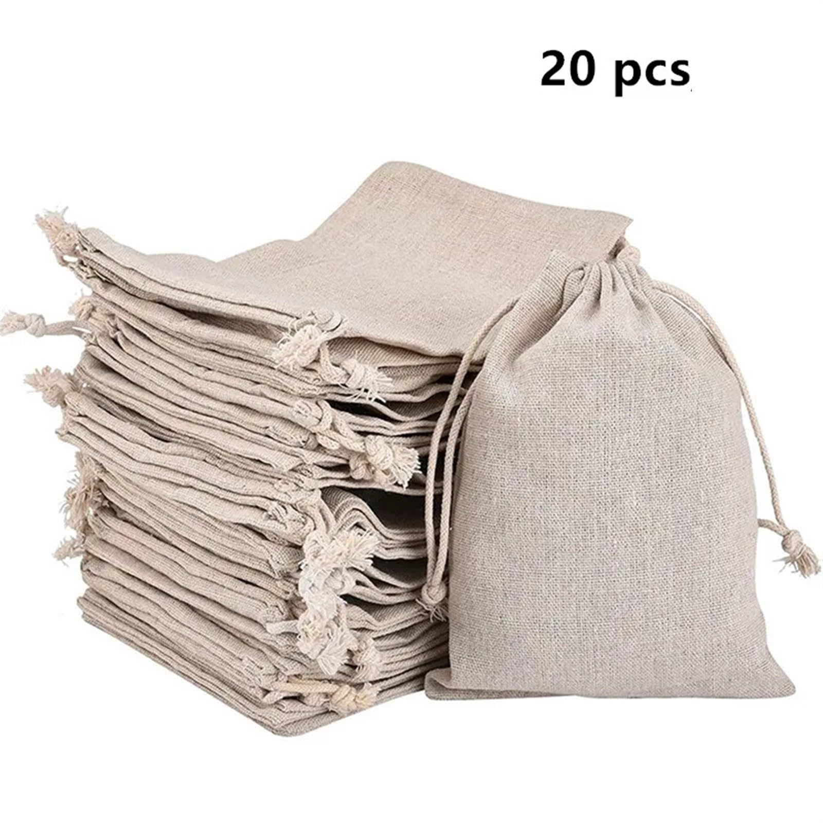 małe torby bawełniane, 20 sztuk lniane bawełniane torby do przechowywania ze sznurkiem kuchni jedzenia organizer domu worek na kurz opakowanie prezentowe duże woreczki(17x23cm(20pcs))