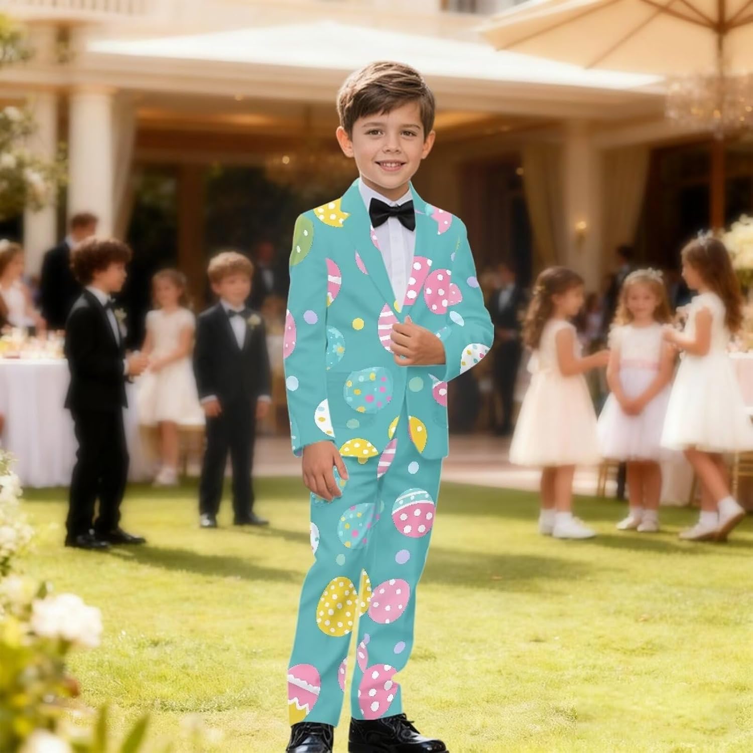 Boy Suit Tuxedo Kids Formal Suits with Pockets & Button Size 5-14 Years