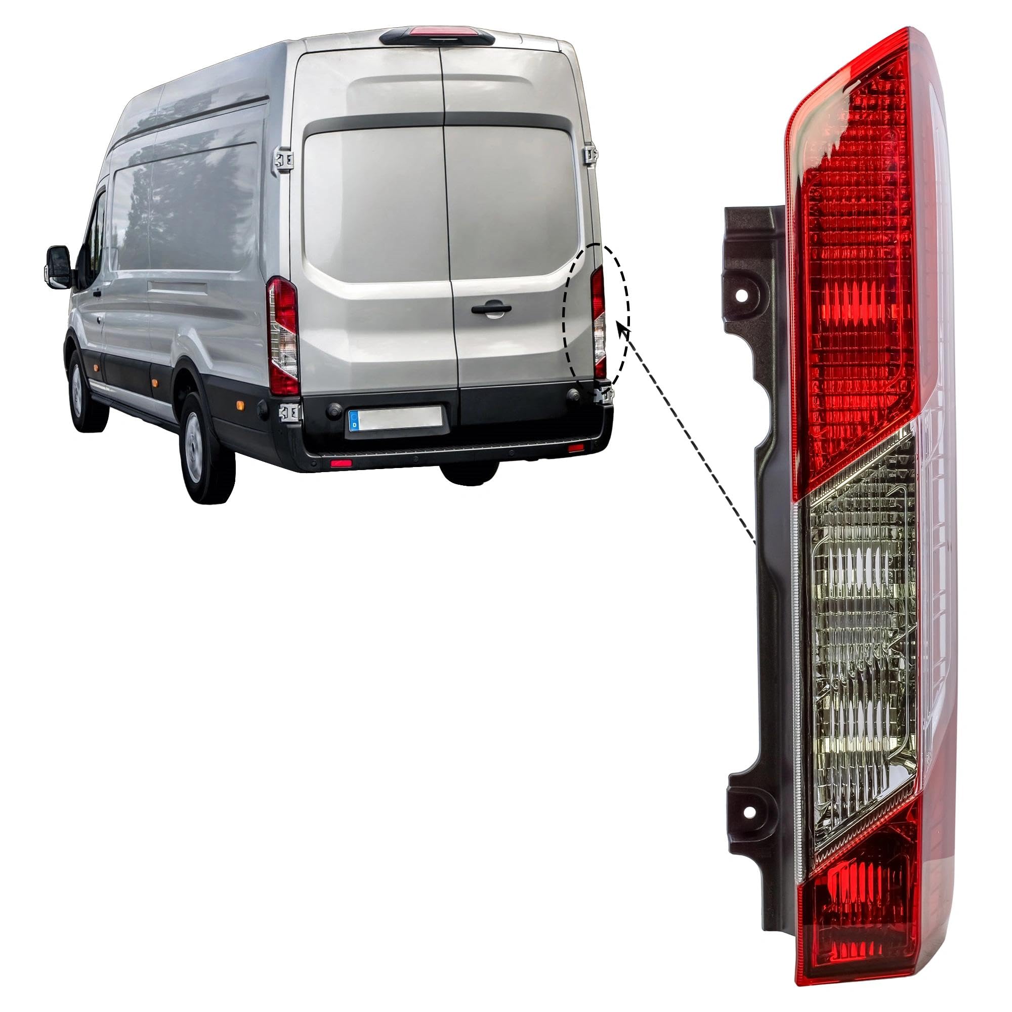 Fanale posteriore destro lato passeggero fanale posteriore per Ford Transit Custom V363 2014-2024