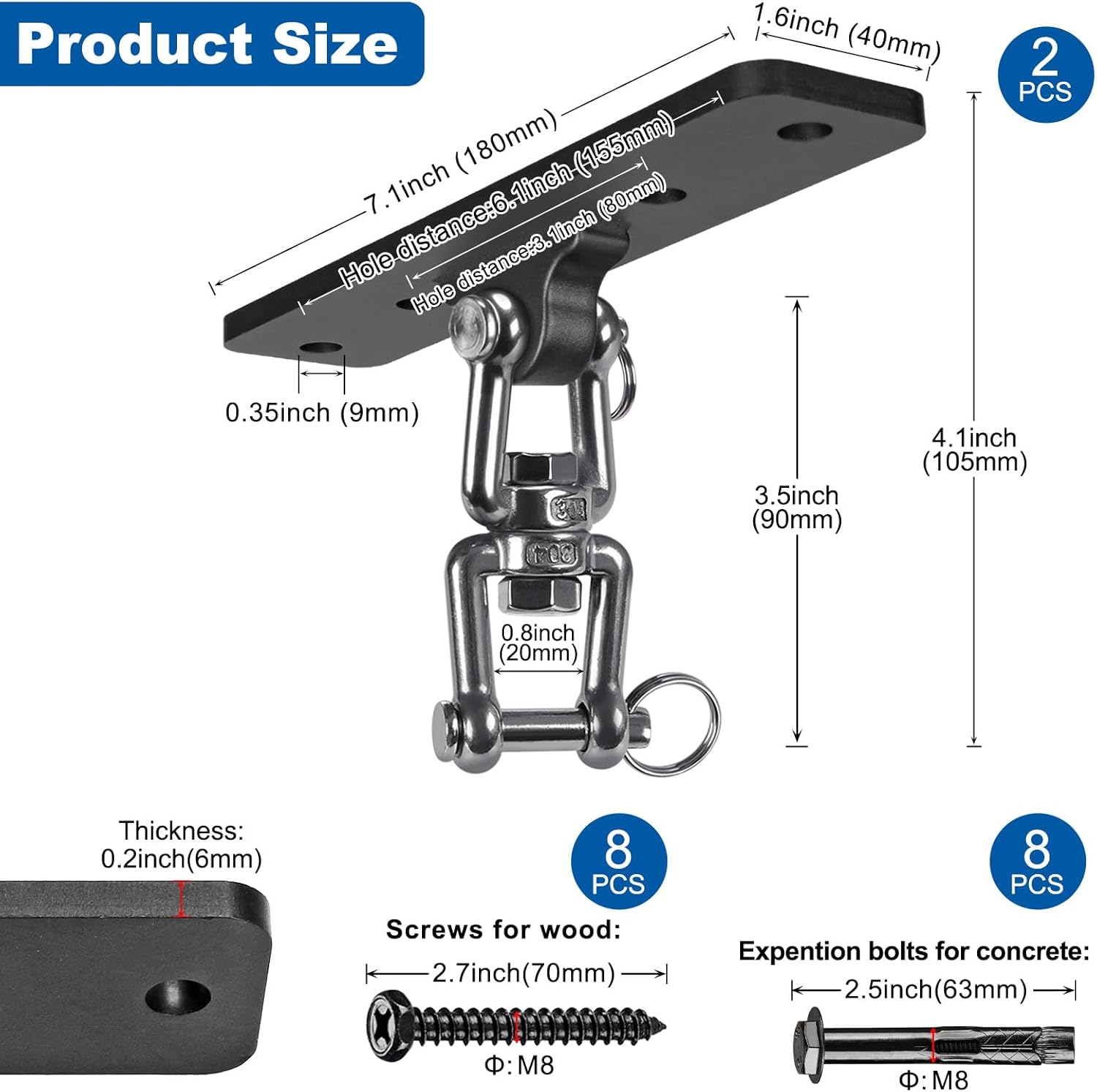 Kipika Heavy Bag Hanger Wall Mount Punching, Heavy Duty Boxing Bag Bracket for Home Gym Indoor Training, Adjustable & Rotatable Punching Bag Bracket for Boxing, Muay Thai