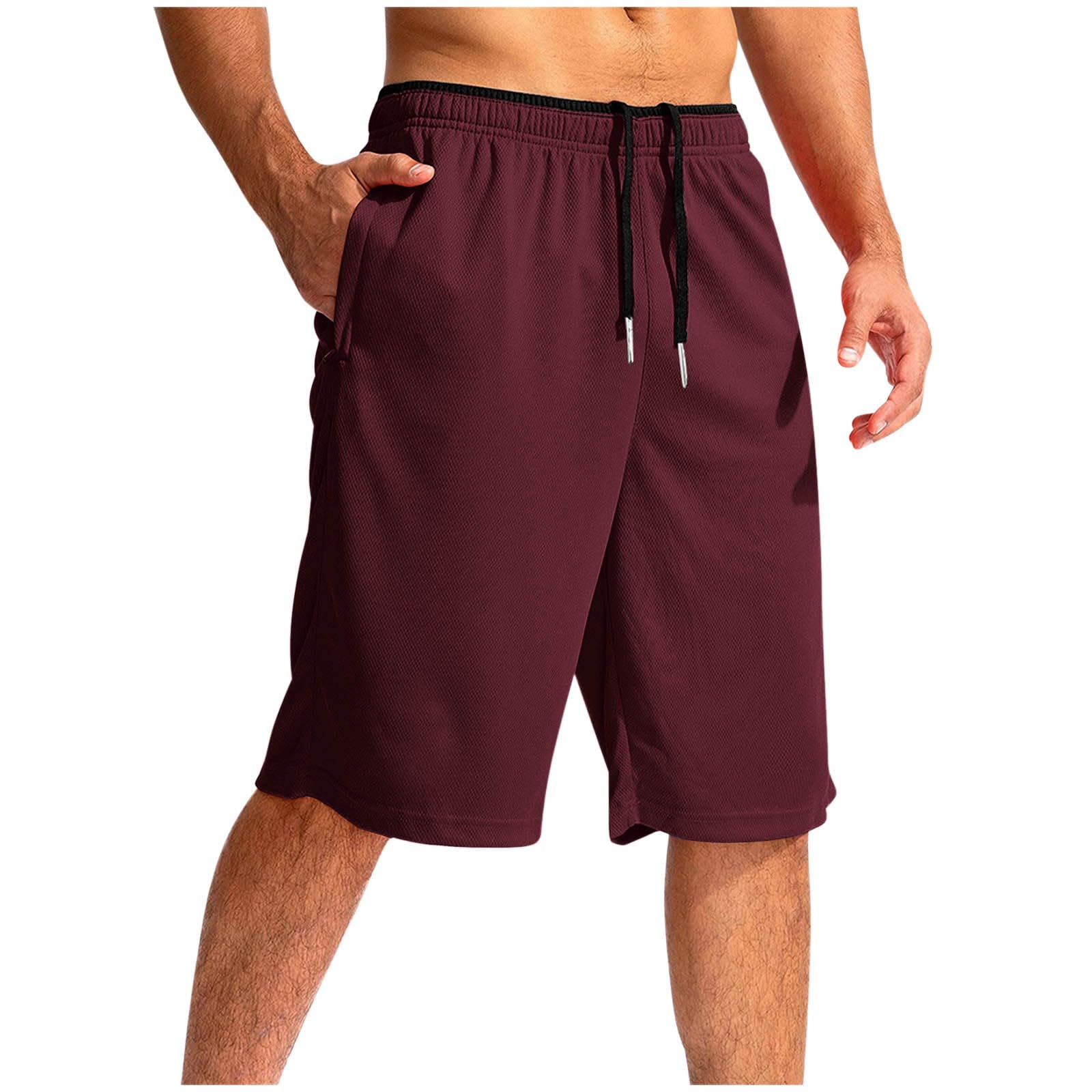 Shorts Herren Sommer Kurze Hosen Bermuda Shorts Casual Outdoorshorts Strandshorts Fitness Laufshorts Männer Freizeitshorts Baggy Herrenshorts Kurz Sporthose Wandershorts Wein M