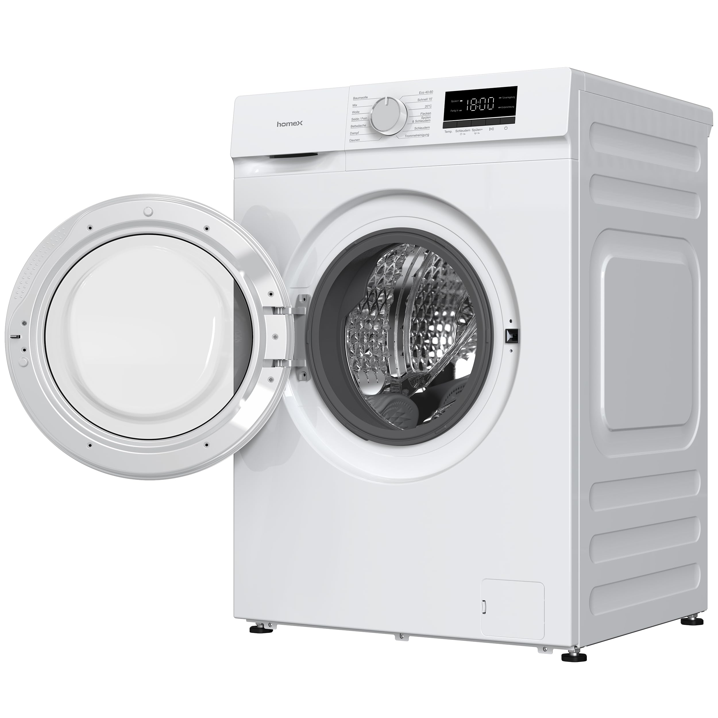 homeX Waschmaschine 6kg Frontlader 1000 U/Min Energieklasse A AquaStop Inverter Motor 14 Programme 74 dB 39 cm Tiefe 90°C weiß WF610K1A-W