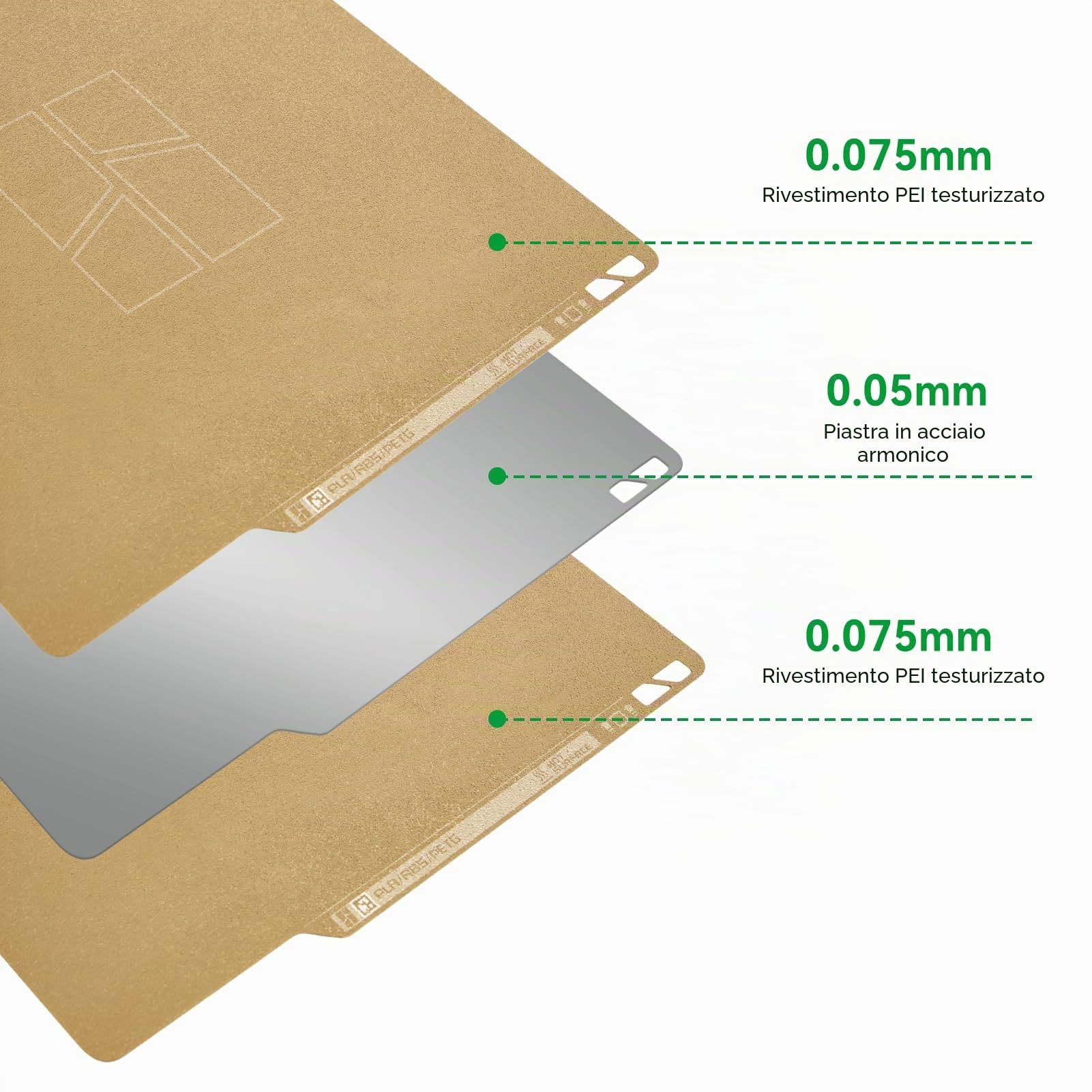 CCTREE Piastra di costruzione PEI testurizzata a doppia faccia originale 257x257MM per Bambu Lab X1C/X1/X1E/P1P/P1S/A1 PEI Lamiera di acciaio per molle rimovibile flessibile Piastra di costruzione