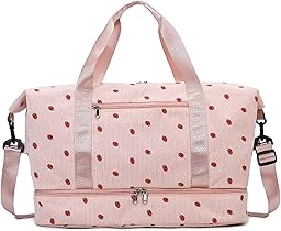 Bolsa de Deporte Mujer, Bolsas de Fin de Semana, Bolsa de Viaje con Compartimento Zapatos y Compartimento Mojado, 20-35L (Rosa)