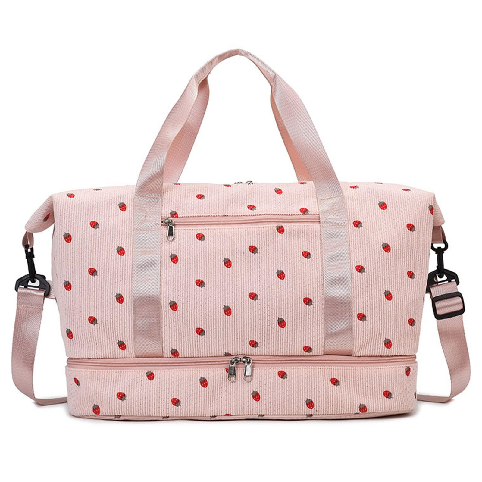 Bolsa de Deporte Mujer, Bolsas de Fin de Semana, Bolsa de Viaje con Compartimento Zapatos y Compartimento Mojado, 20-35L (Rosa)
