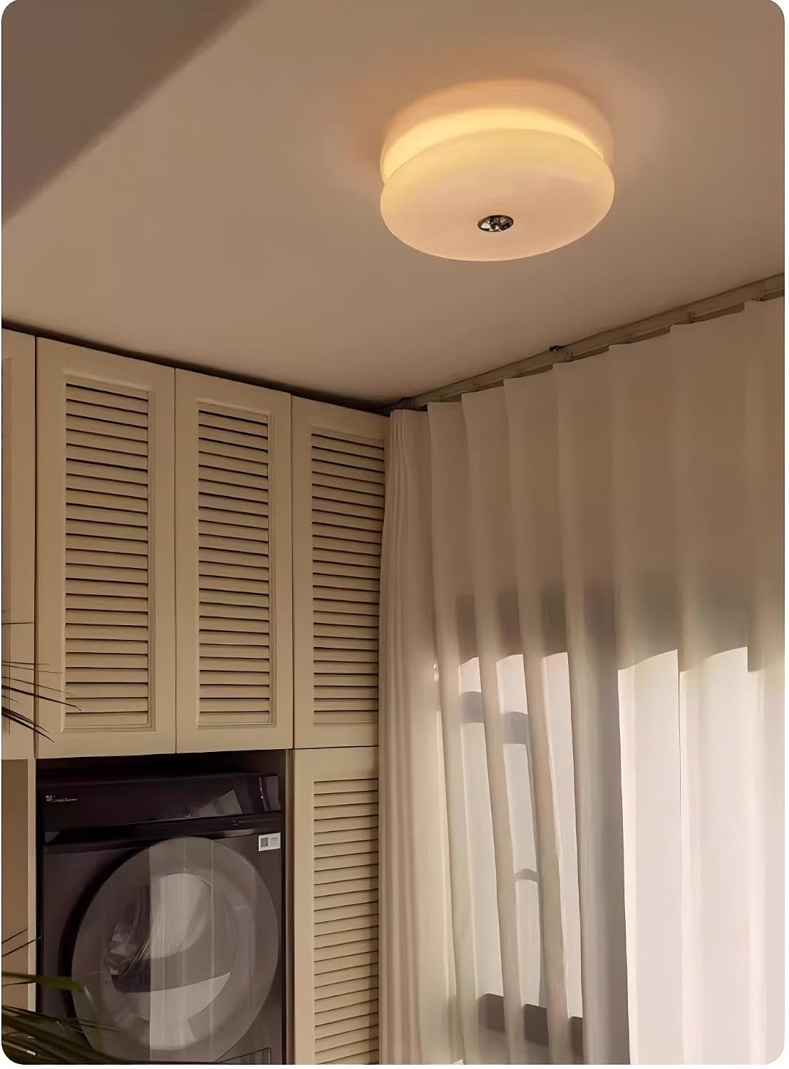 FCTWAKS 12 Inch Mid Century Modern Milk Glass Flush Mount Ceiling Light, 3CCT Selectable, Dimmable, Large Vintage Ceiling Light Fixture for Bedroom, Hallway, Entryway, 30W Led, ETL Listed, White