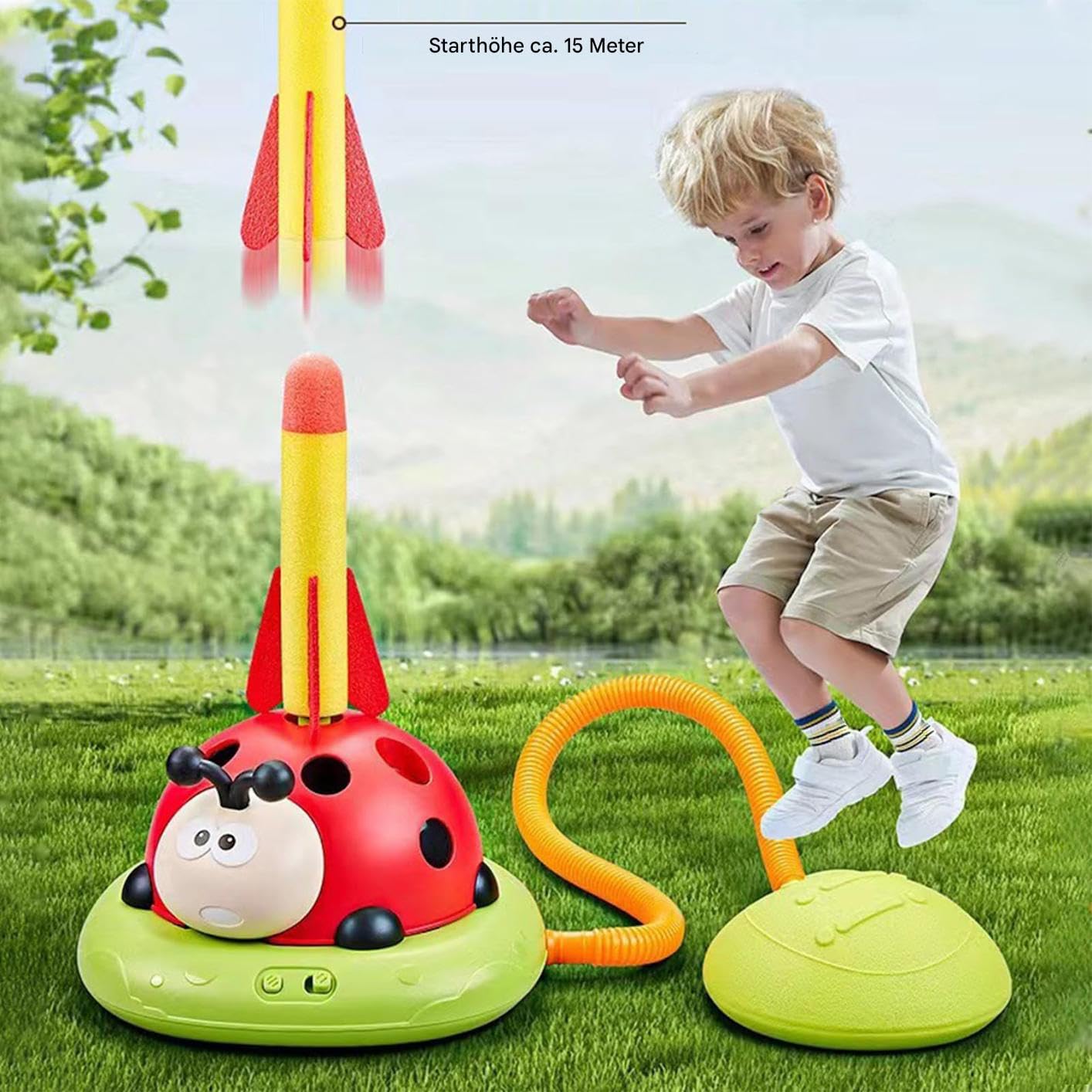 Coccinella – Esercizio Jump Toss Giocattoli | Anello per Bambini Toss Game | 3 in 1 Music Jumping Toy Kit – Kids Garden Sport Games con Telecomando | Fun Ladybug – Giocattolo per Feste in casa