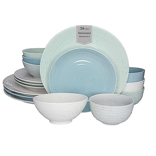 Sango Siterra Artist's Blend 16-Piece Stoneware Dinnerware Set for 4,