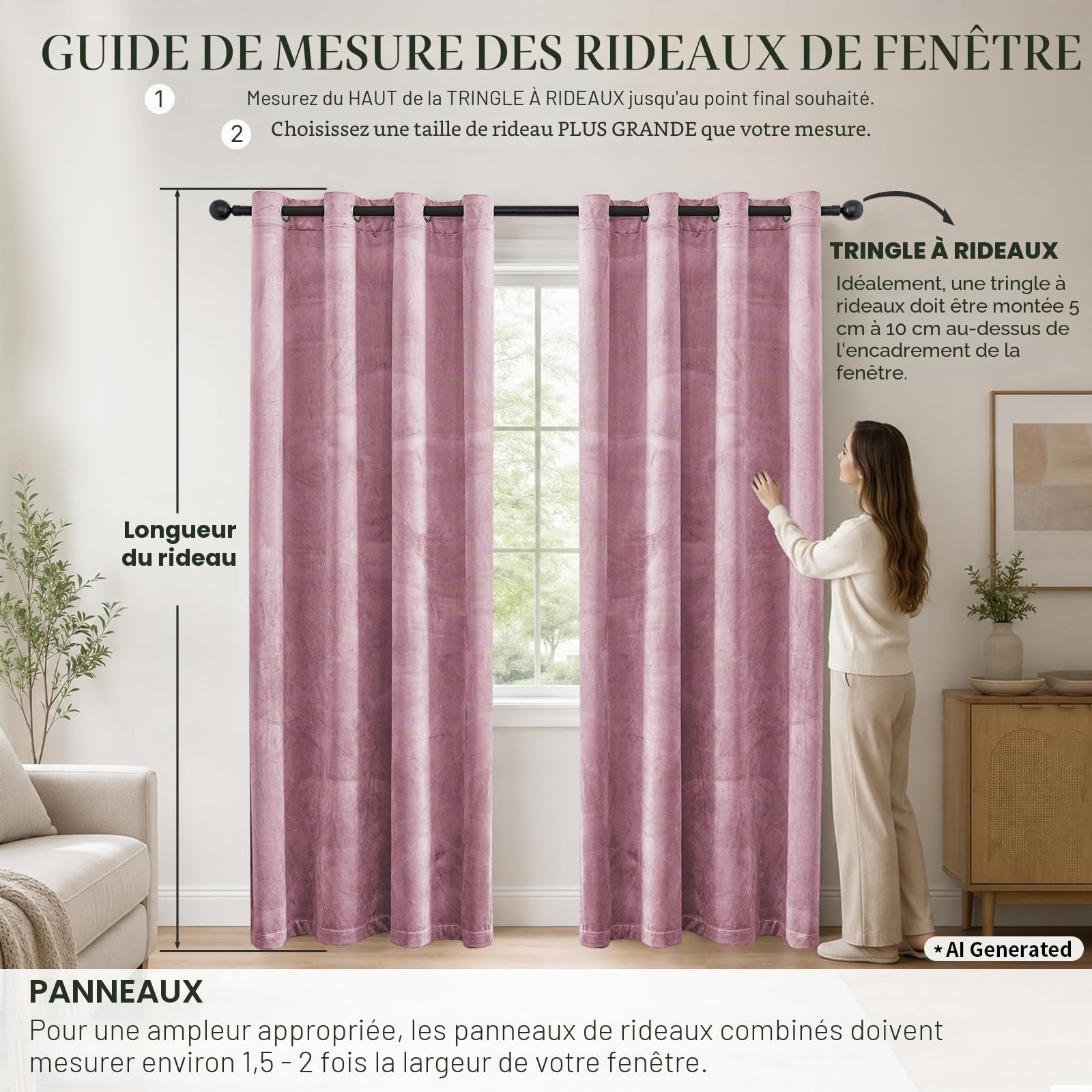 Ystyle Rideau Occultant Velours Lot De 2, 140x145cm, Rose | Rideaux Salon Rideau Thermique Isolant Anti Chaud Intérieurs, Rideau Phonique Anti Bruit, Moderne Chambre Maison Dressing