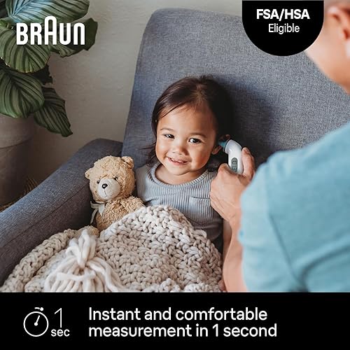 Miniatura 2 de Braun Termómetro digital ThermoScan 4 para niños y adultos, precisión profesional, codificación de colores y guía para fiebre de audio para bebés y