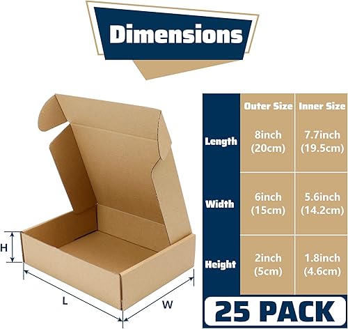 Miniatura 2 de Paquete de 25 cajas de envío de cartón corrugado marrón fuerte para embalaje de pequeñas empresas, correo, manualidades, regalos, envíos,