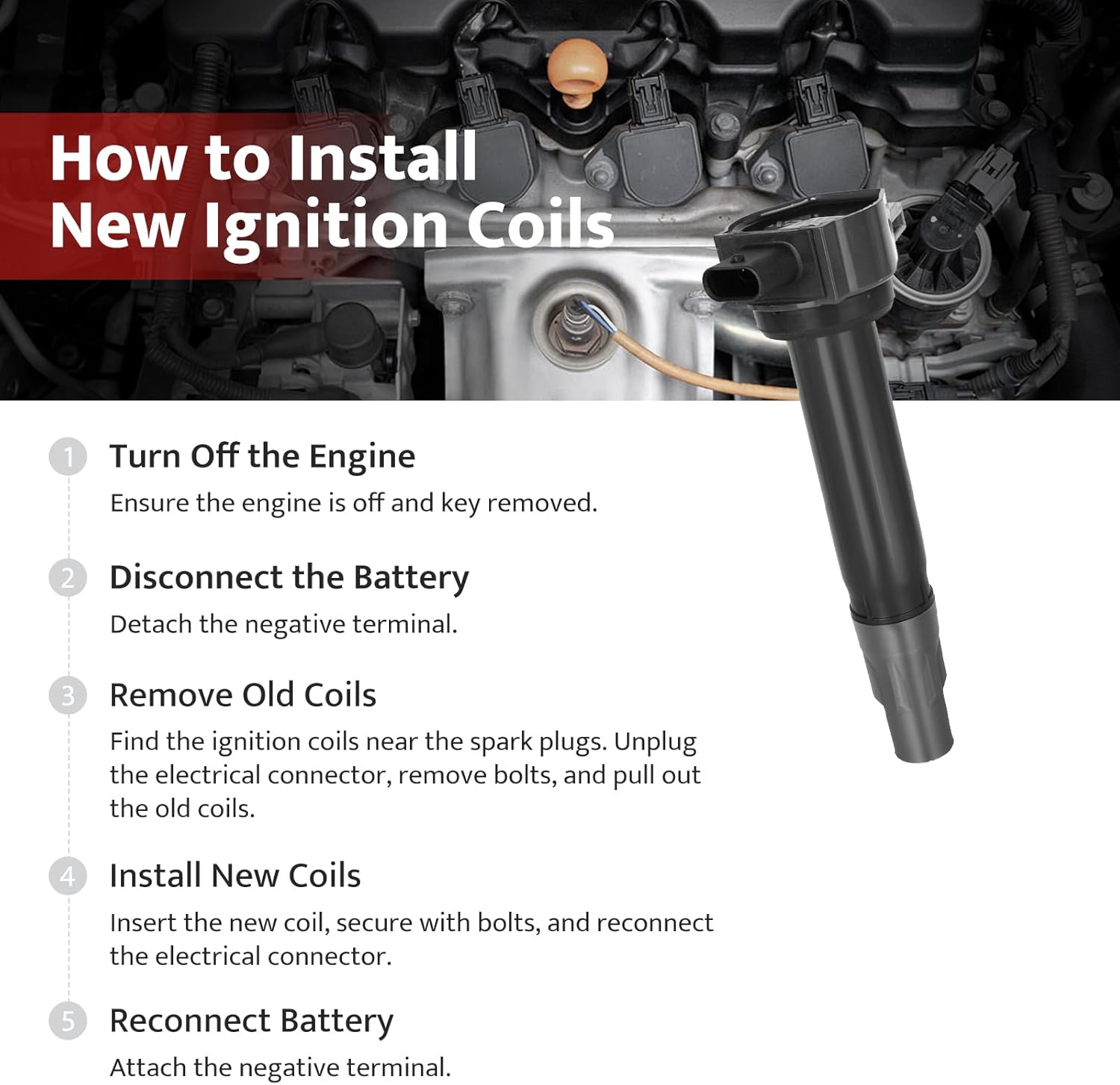 Ignition Coil Pack Compatible with V6 4.0 3.5 2.7 2006 2007 2008 2009 2010 Dodge Grand Caravan Charger Journey, Chrysler Town & Country 300 Pacifica Sebring Pacifica, Dodge Avenger Nitro Magnum, UF502