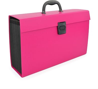 Rapesco 1554 Expanding Box File Organiser, 19 Sections, A4+, Hot Pink
