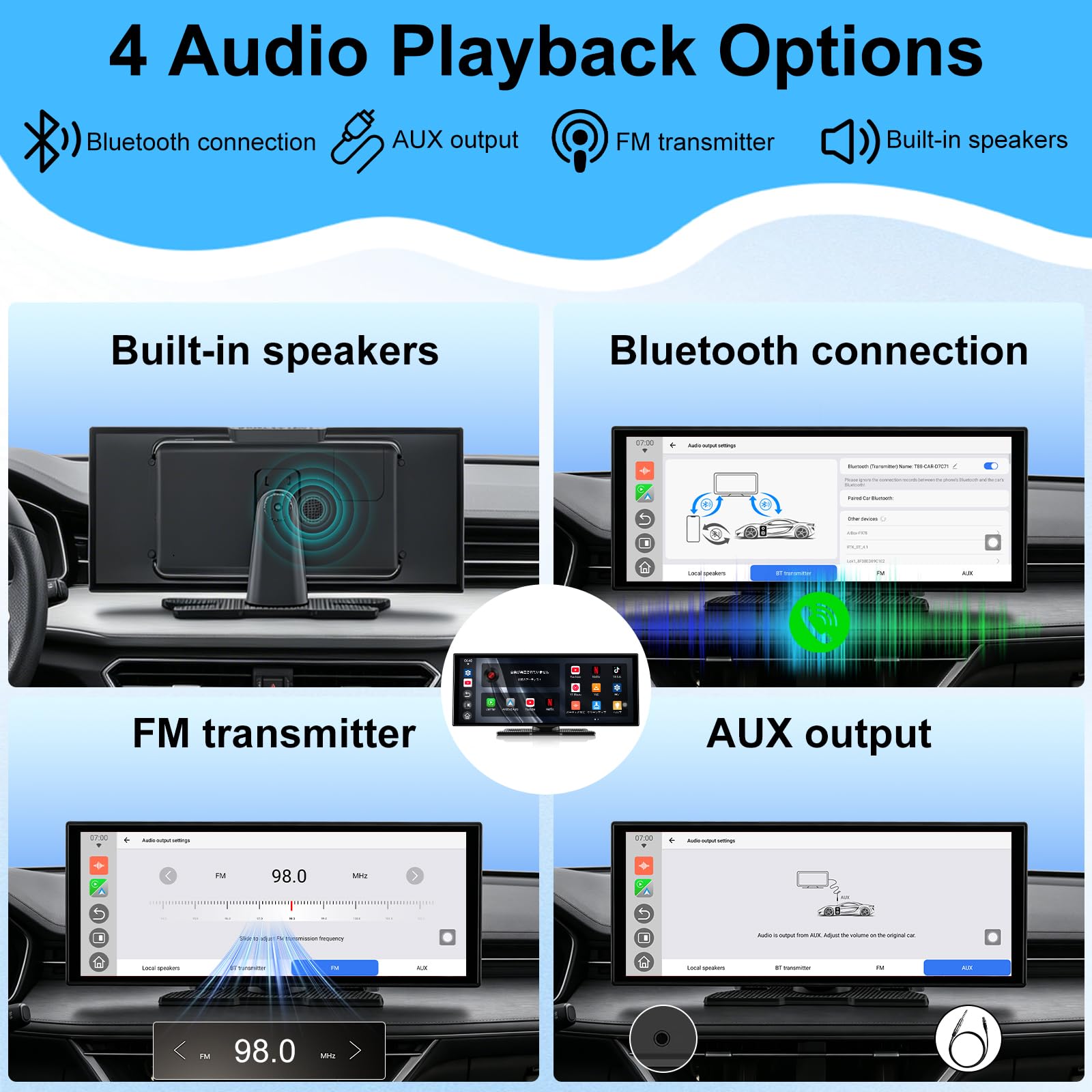 Schermo Carplay 2026 da 11 pollici per auto, Net-flix integrato, You-Tube, Tik-Tok e altro, tablet per auto HD 1920 x 720P per Apple Carplay e Android Auto con fotocamera di backup 1080P