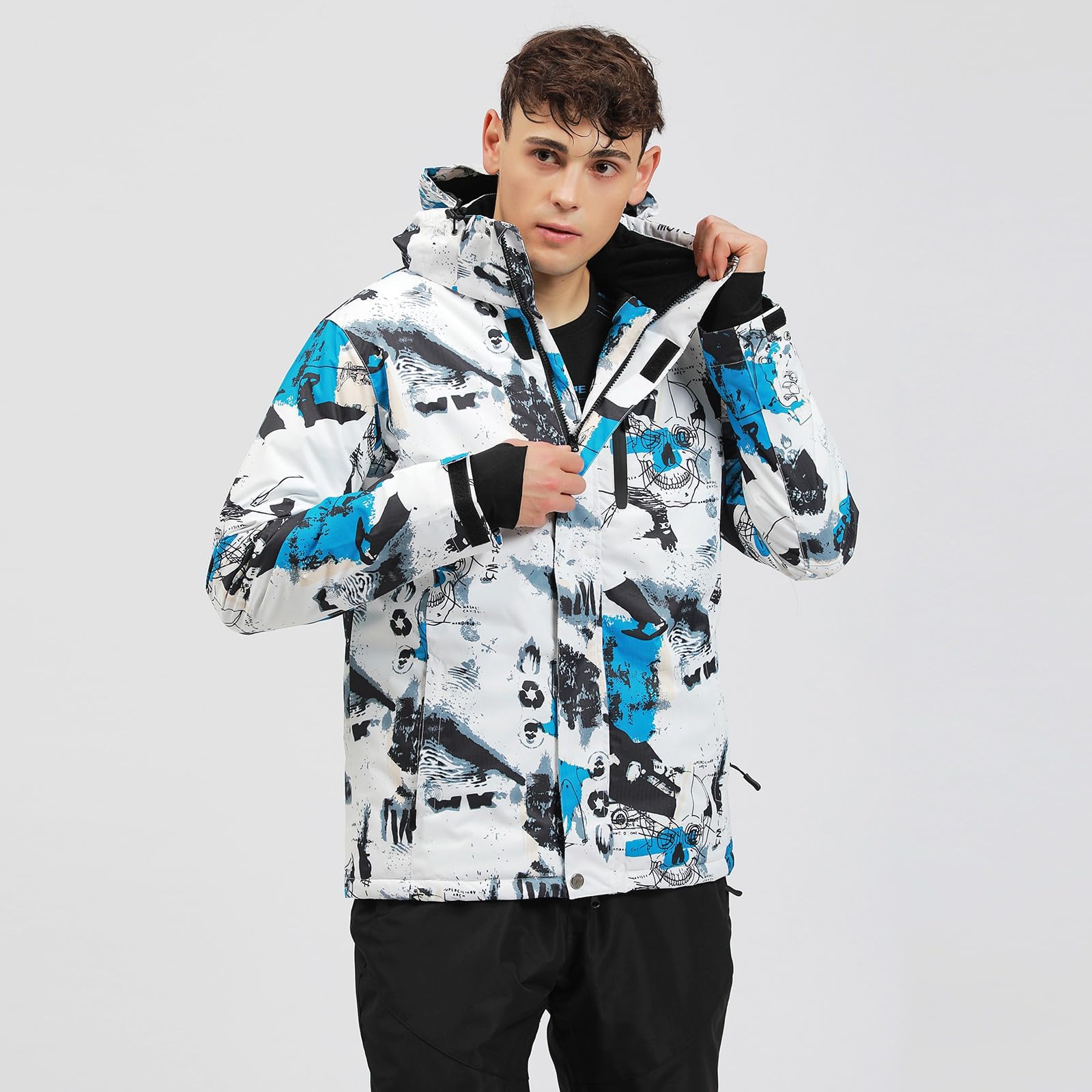 HOTIAN Conjunto de chaqueta y pantalones de esquí para hombre, traje de nieve, invierno, cálido, nieve, esquí, impermeable, a prueba de viento, conjunto de snowboard