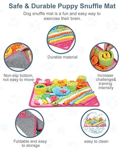 Miniatura 2 de Tapete de olfateo para perros, gatos, conejos, tapete de alimentación de golosinas para mascotas, 15.4 x 15.4 pulgadas para pequeños y medianos