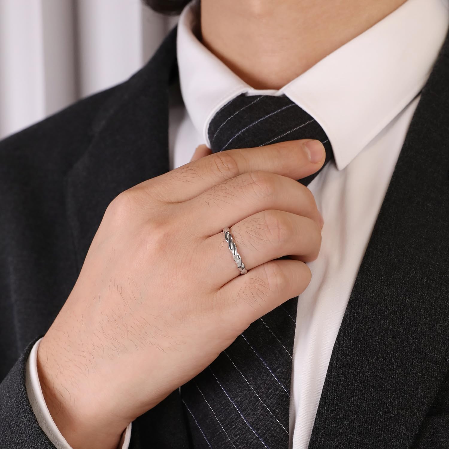 Meissa Anillos de Boda Compromiso de Plata de Ley 925 para Hombres y Mujeres, Anillos de Promesa Ajustables, Juego de Anillos de Compromiso para Aniversarios, Juego de Dos Anillos