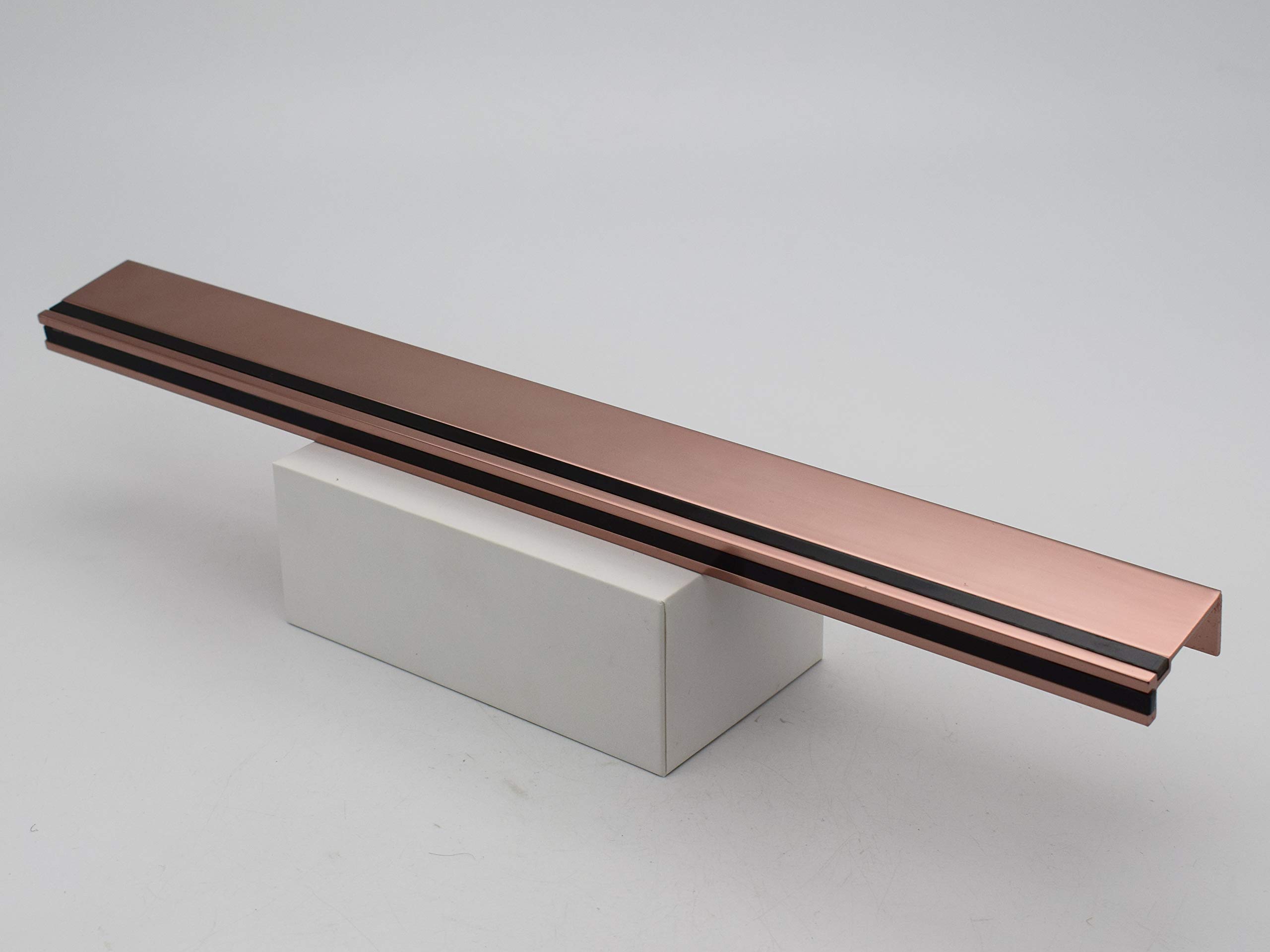 RAB Handle Aluminum Kitchen and Office Drawer/Cabinet/Door/WardrobeProfile Handle (Code:- Hand P02, Finish:- Rose-Gold Black, Size:-16")-image-3