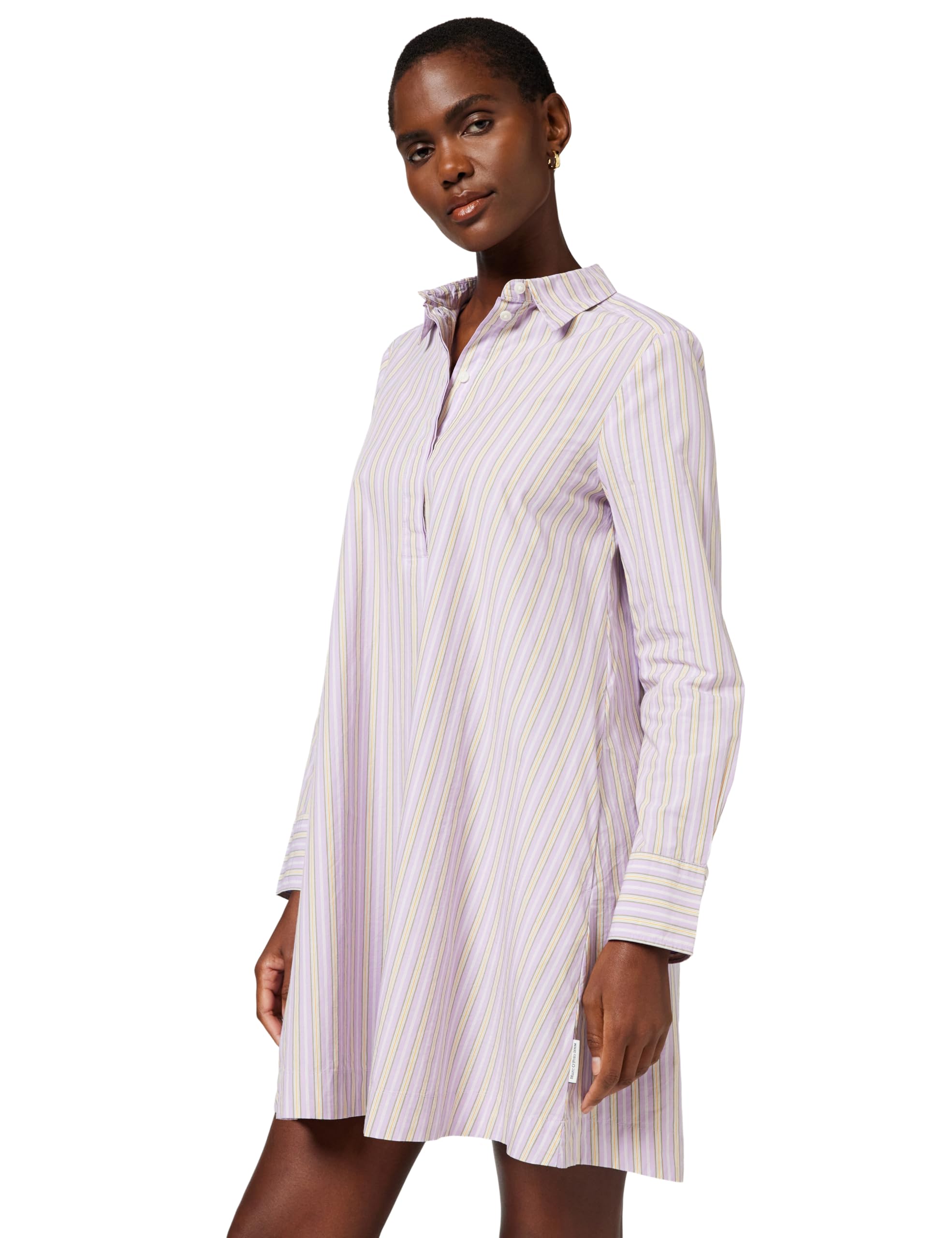 Marc O'Polo Denim Damen Hemdblusenkleid aus Bio-Baumwolle mit Kentkragen, Mehrfarbig (Medium Purple Multi 01), XXS
