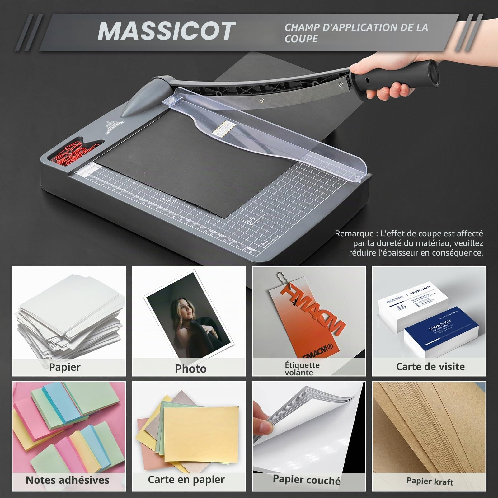Massicot A4 12 Pouces Coupe Papier Guillotine avec Protection de Sécurité