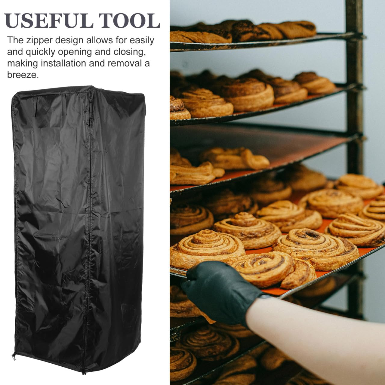 Garneck Kitchen Bun Pan Rack Cover Protective Oxford for Commercial Bakery Racks Easy Access Zipper Design Dustproof Kitchen Essential