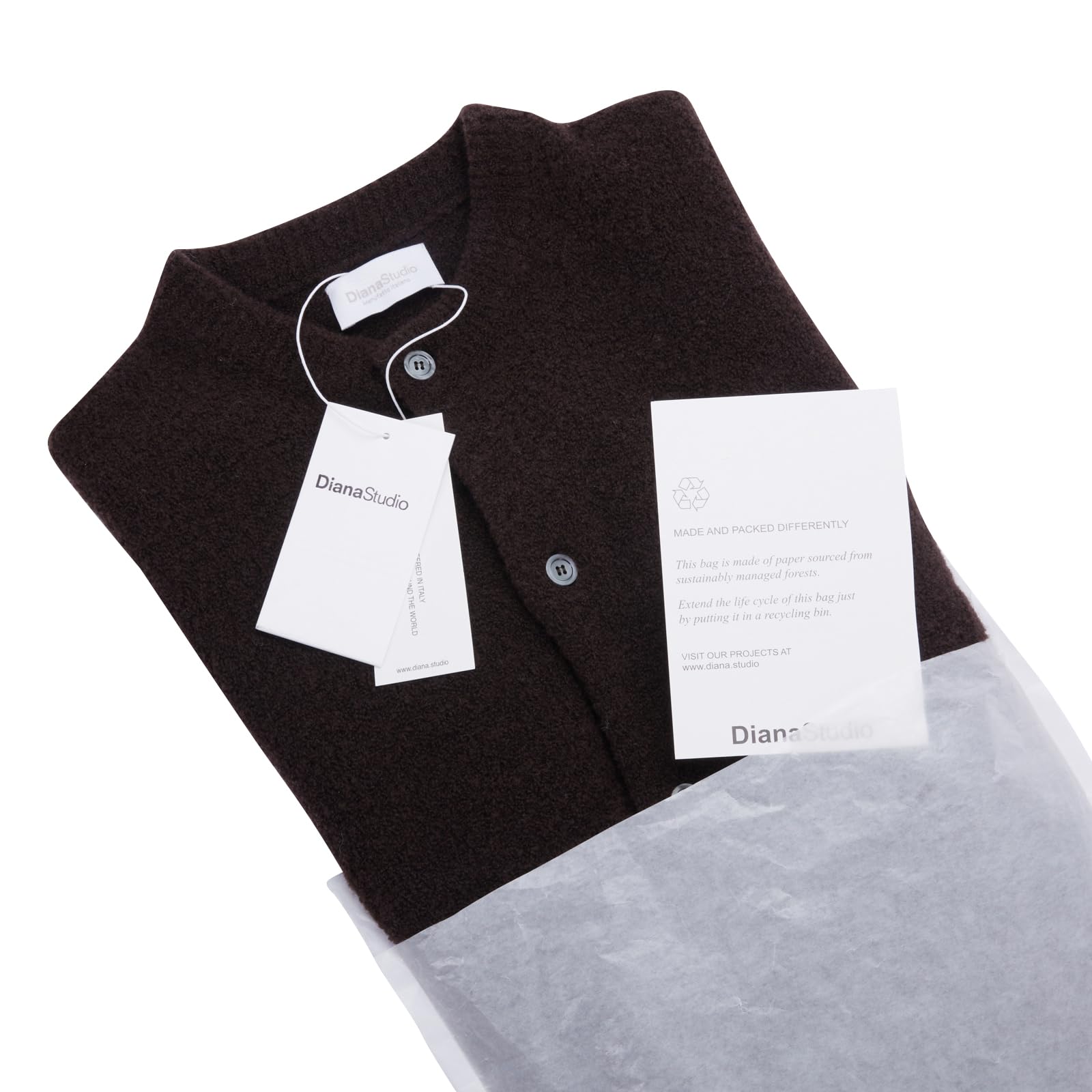 Diana Studio - Cardigan in Maglia in Lana Merino, Effetto Bouclè, Uomo, Casual Fit