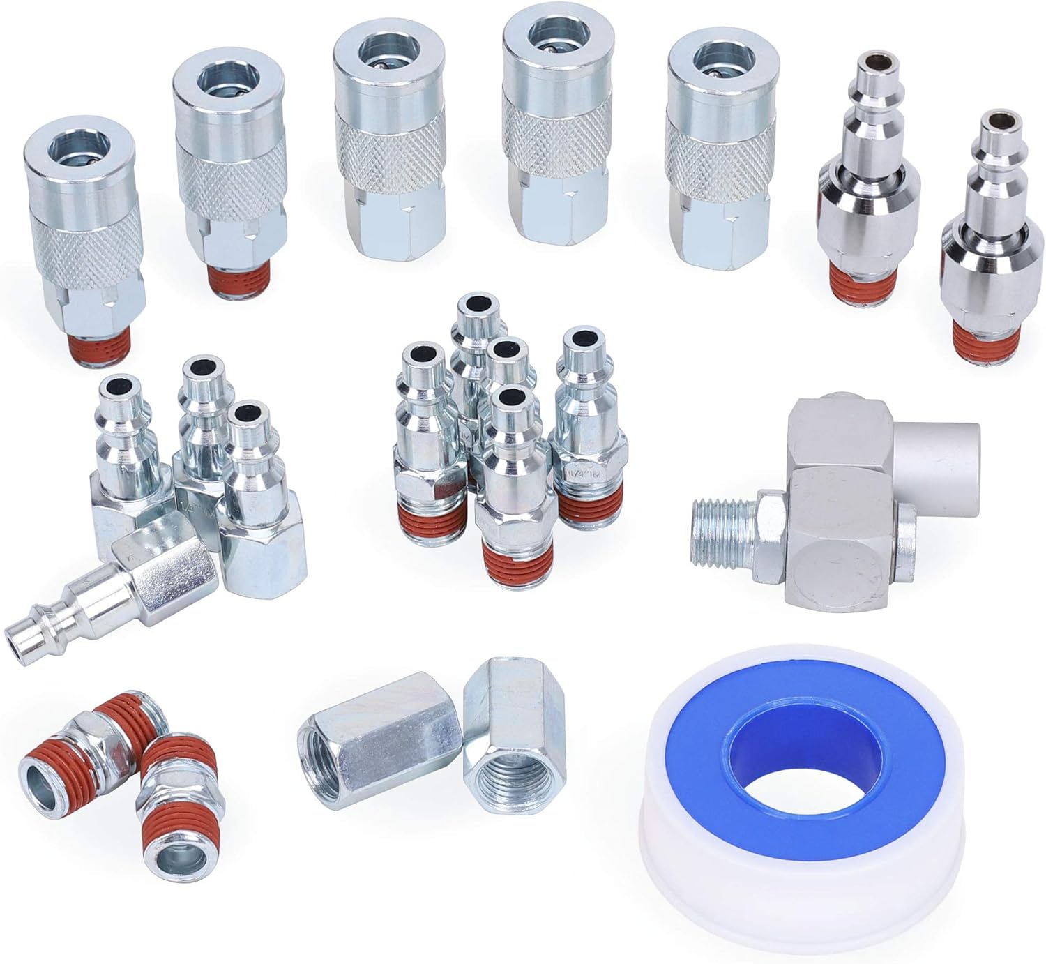 FYPower 22 Pieces 1/4" NPT Air Coupler and Plug Kit, Quick Connect Air Fittings, Industrial Type Quick Connect, 360 swivel connector, Swivel Plugs : Automotive