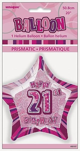 Miniatura 3 de Globo de 21 cumpleaños con estrella rosa brillante de 20 pulgadas