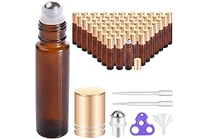 PrettyCare Amber Roller Balls for Essential Oils Premium Kit