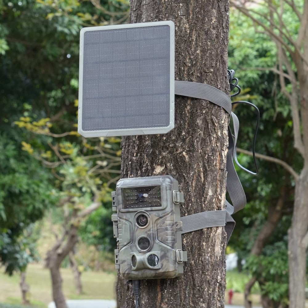GardePro SP350 Panel Solar con Batería Recargable para Cámara de Caza, 12V/1A, 9V/1.3A, 6V/2A, Enchufe 5.5x2.1mm/4.0x1.7mm para Cámara de Caza GardePro A3S, A5, A60, E5, E5S, E6, E8, X20, X50