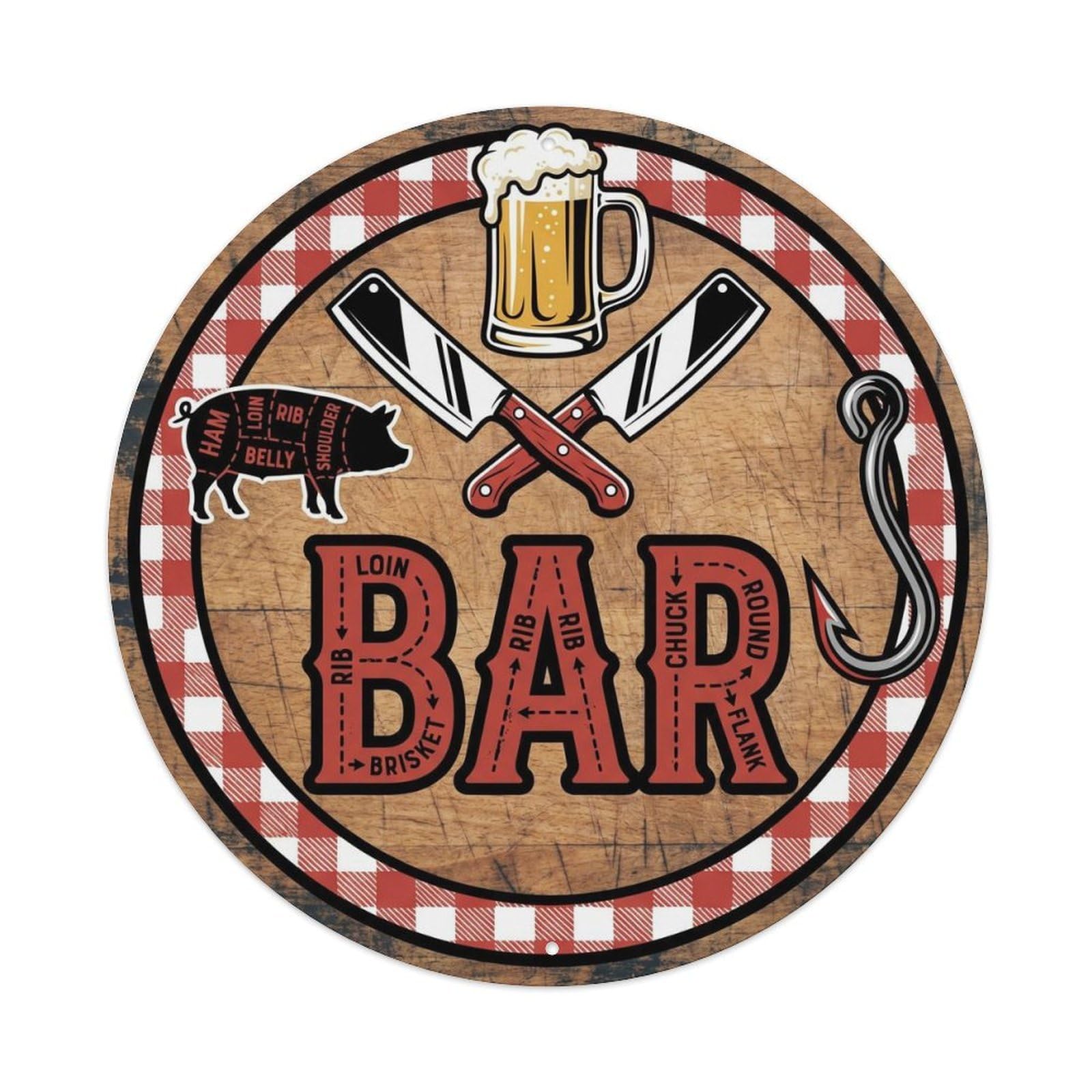 BAR Vintage Butcher Plate Metal Tin Sign Plaque