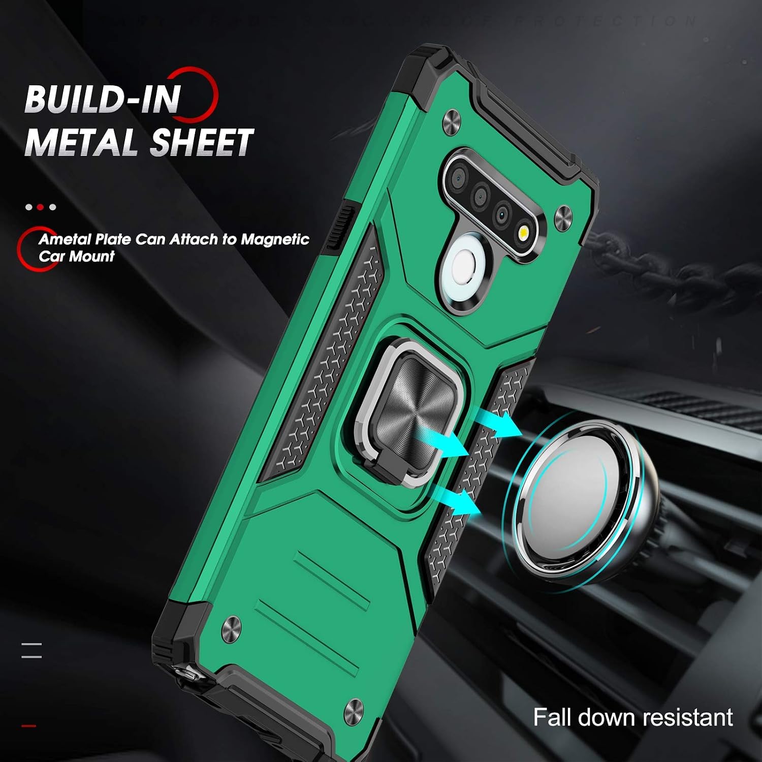 LeYi Compatible for LG Stylo 6 Case with [2 Pack] Tempered Glass Screen Protector, [Military-Grade] Armor Protective Phone Case with Magnetic Ring Kickstand for LG Stylo 6, Green